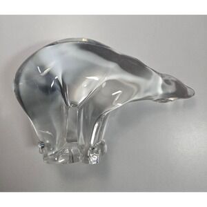 Baccarat 7" Crystal Polar Bear Figurine Paperweight Blown Glass Sculpture Signed
